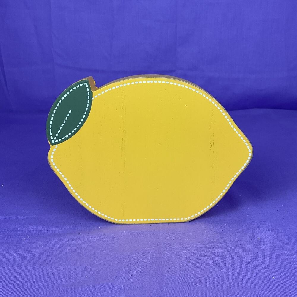 Wooden Yellow Lemon Cutout Block Sign - Summer Kitchen Tabletop Decor